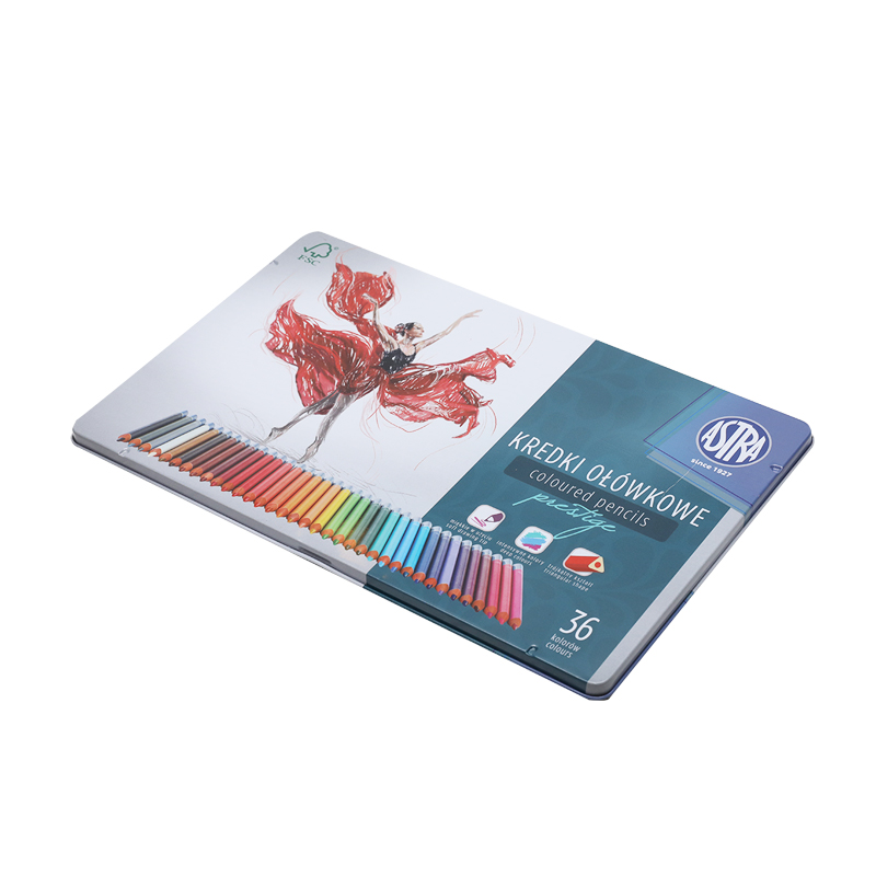 Wholesale Custom Printing 36pcs Color Pencil Tin Metal Case YA008