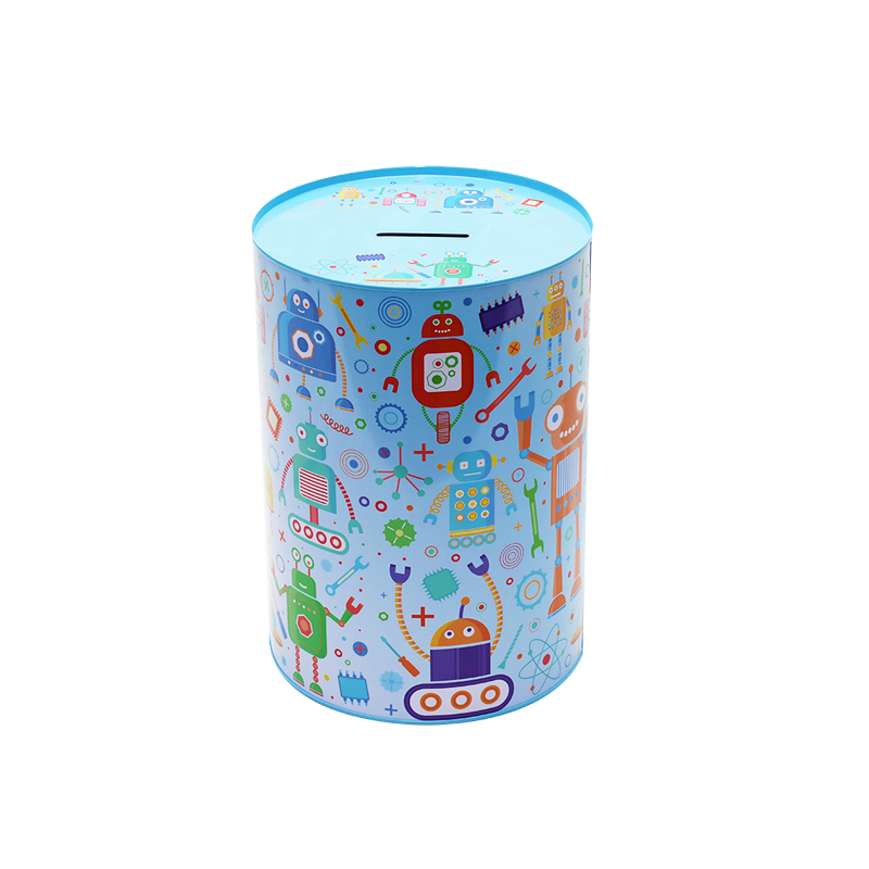 Wholesale Custom Printing Round Tin Metal Coin Bank Can For Kids YC03