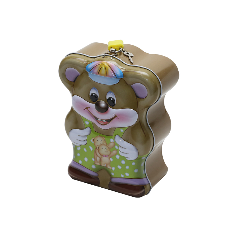 Wholesale Custom Printing Bear-Shaped Tin Saving Money Coin Box Can YC21